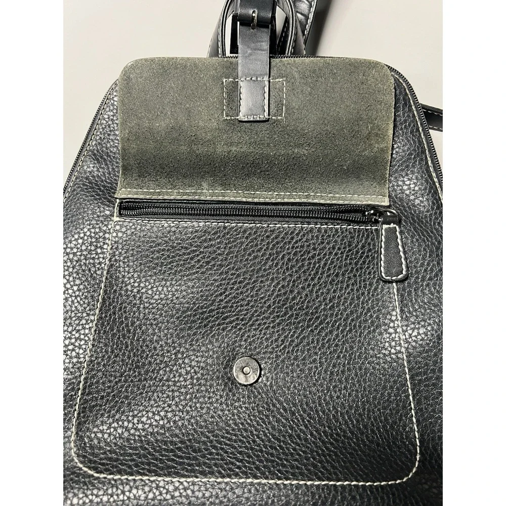 Vintage Charles Hubert‎ Black Leather Backpack Purse Bag